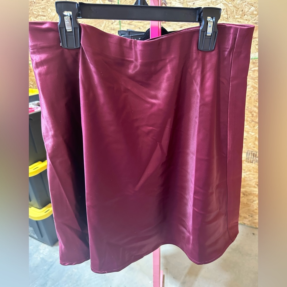 Maroon Satin Skirt